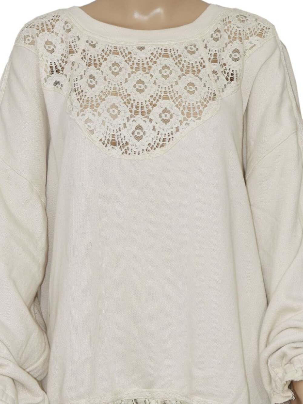 Free People Belle Sweatshirt Crew Neck Oversize Pullover Ruffle Dress L - Picture 5 of 10